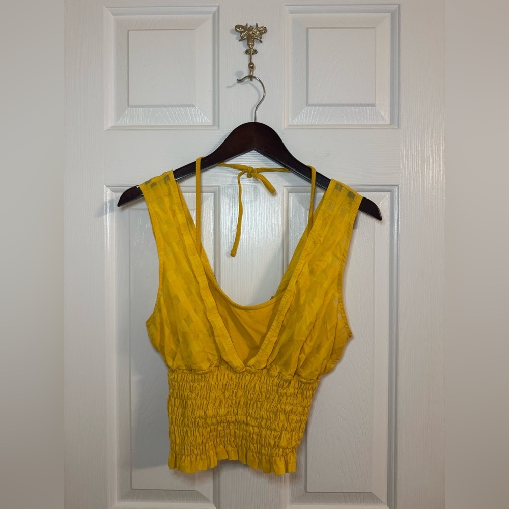 Maeve Layered Smocked Tank Size Medium Yellow